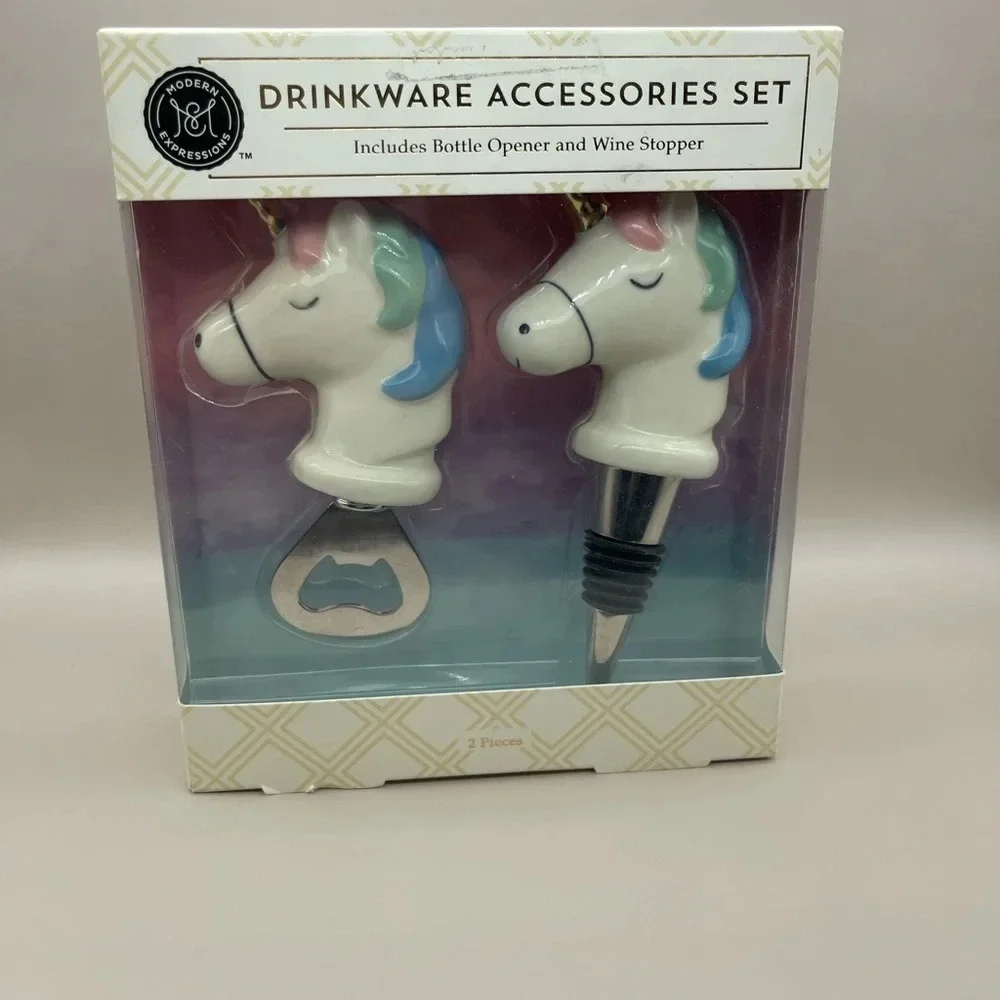 Unicorn Drinkware Accessories Set, NIB - Picture 6 of 6